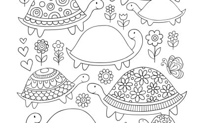Free Turtle Love Coloring Page