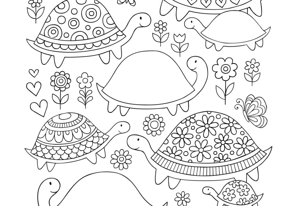 Free Turtle Love Coloring Page