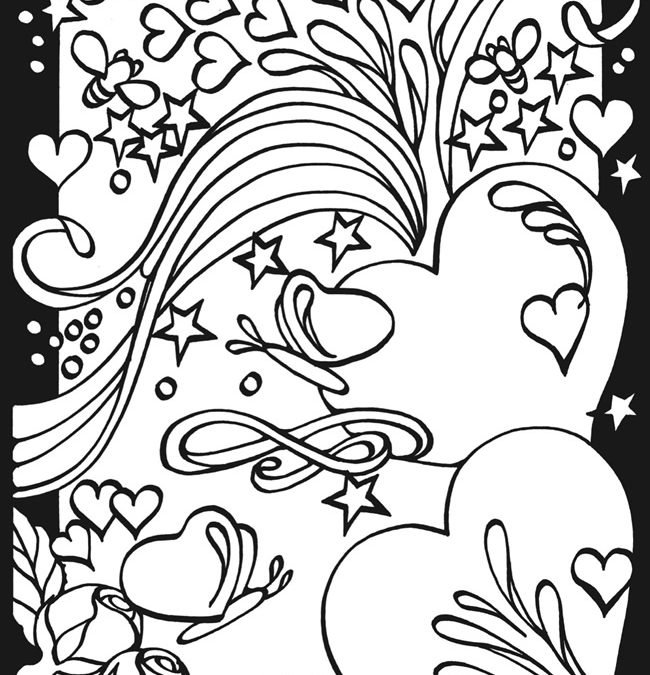 Free Hearts & Stars Coloring Page