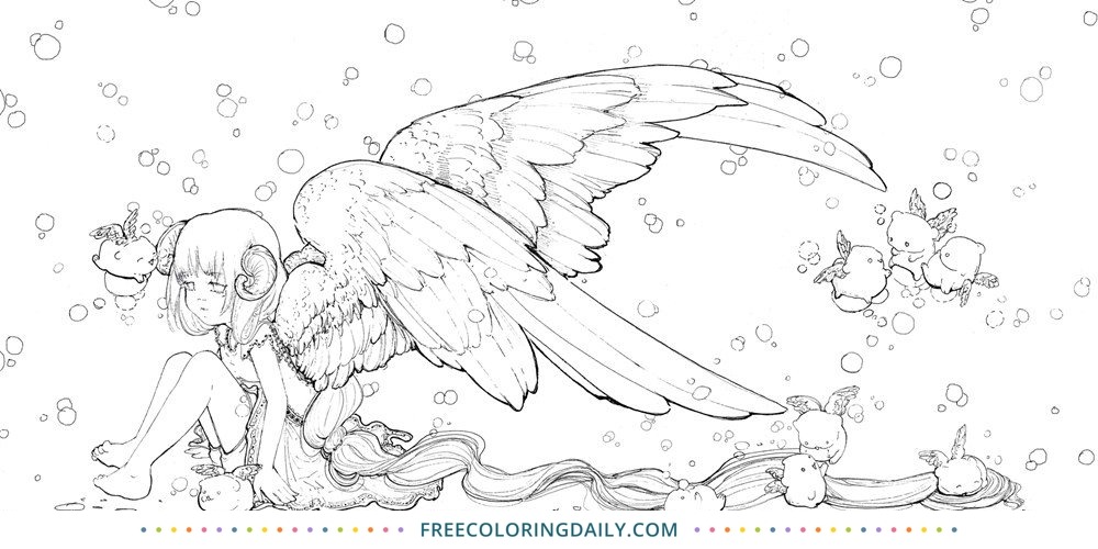 Free Angel Girl Coloring Page