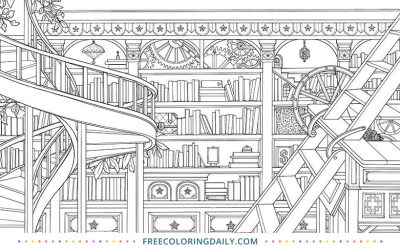 Free Library Coloring Page