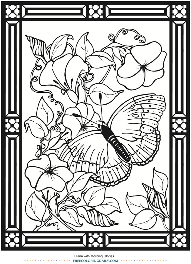 Free Butterfly and Flowers Coloring
