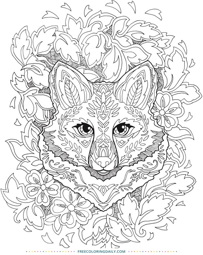 Free Patterned Fox Coloring
