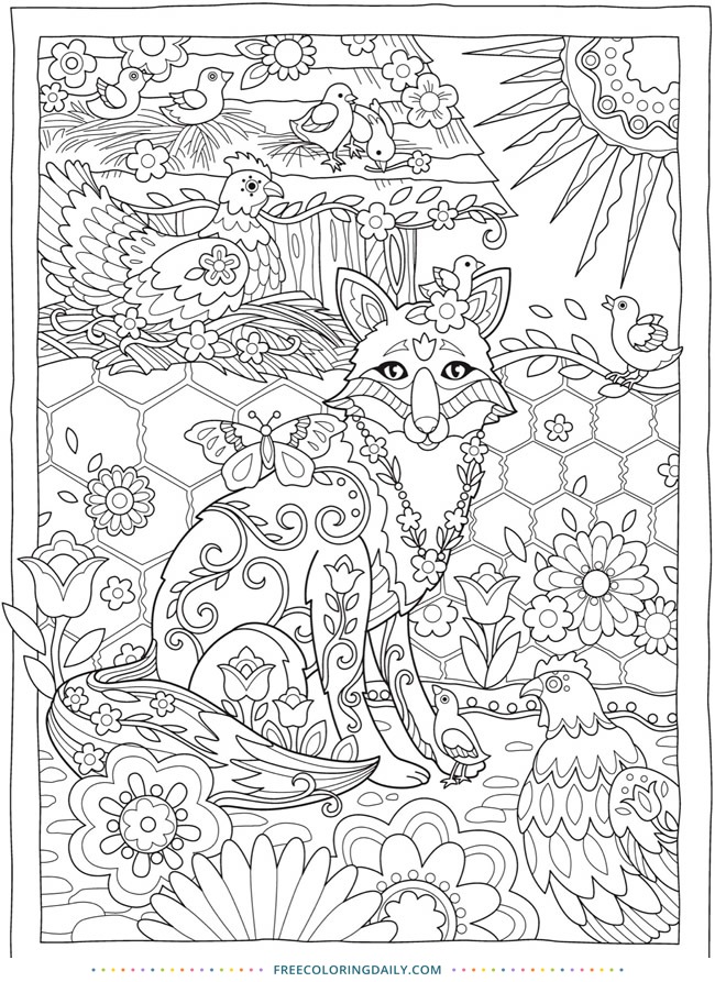 Free Fox & Nature Coloring Page