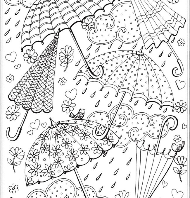 Free April Showers Umbrella Coloring