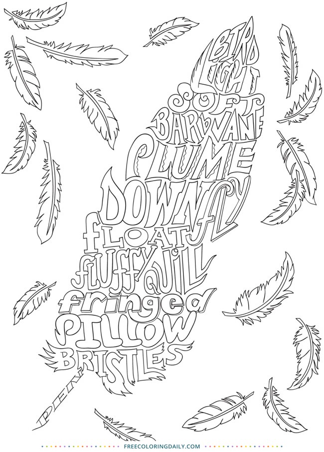 Free Feather Word Coloring