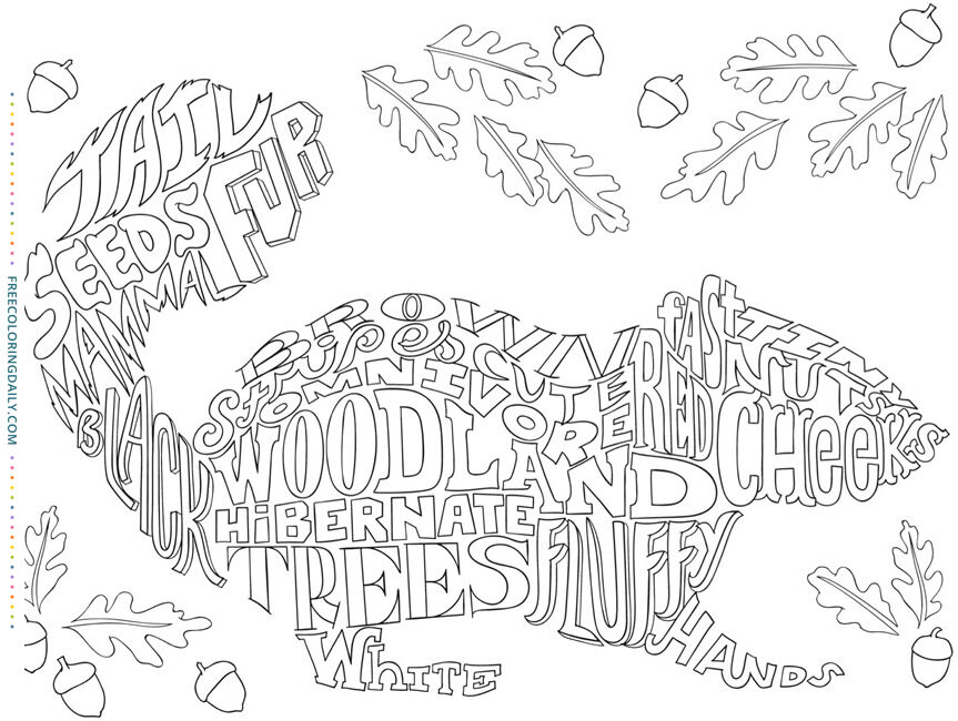Free Squirrel Word Coloring