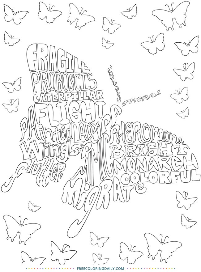 Free Butterfly Coloring Page