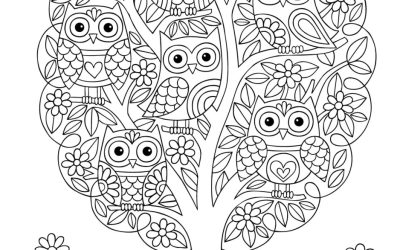 Free Owl Tree Coloring Page
