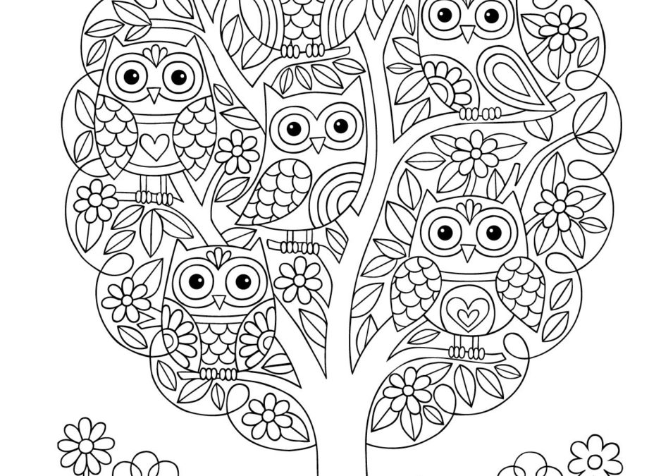 Free Owl Tree Coloring Page