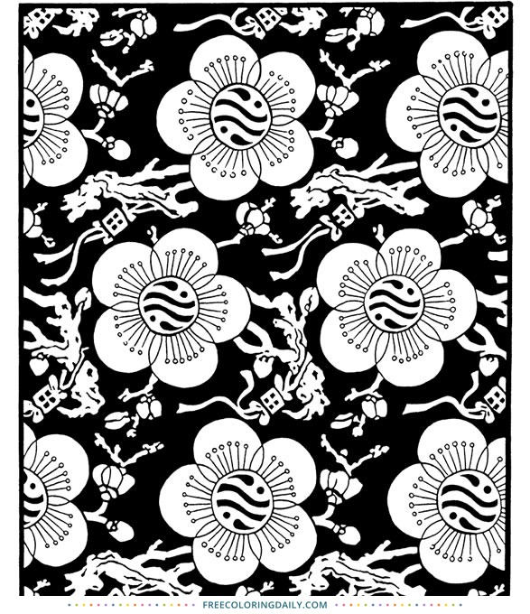 Free Floral Black Background Coloring