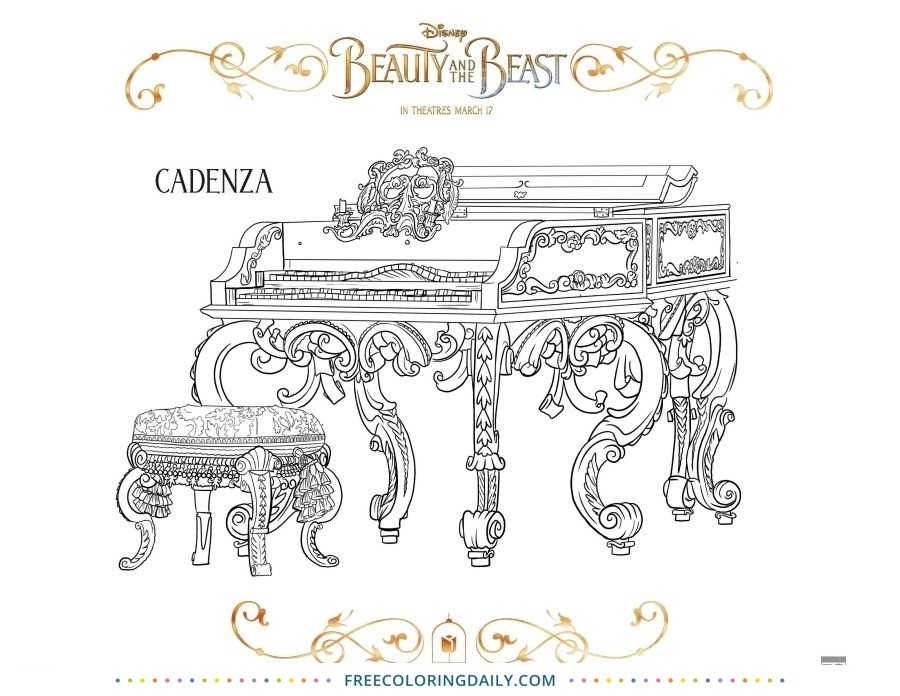 Beauty & the Beast Piano Coloring
