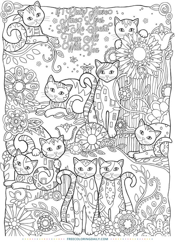 FREE Cute Cats Coloring Page