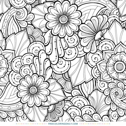 Free Coloring Printable Floral Swirls | Free Coloring Daily