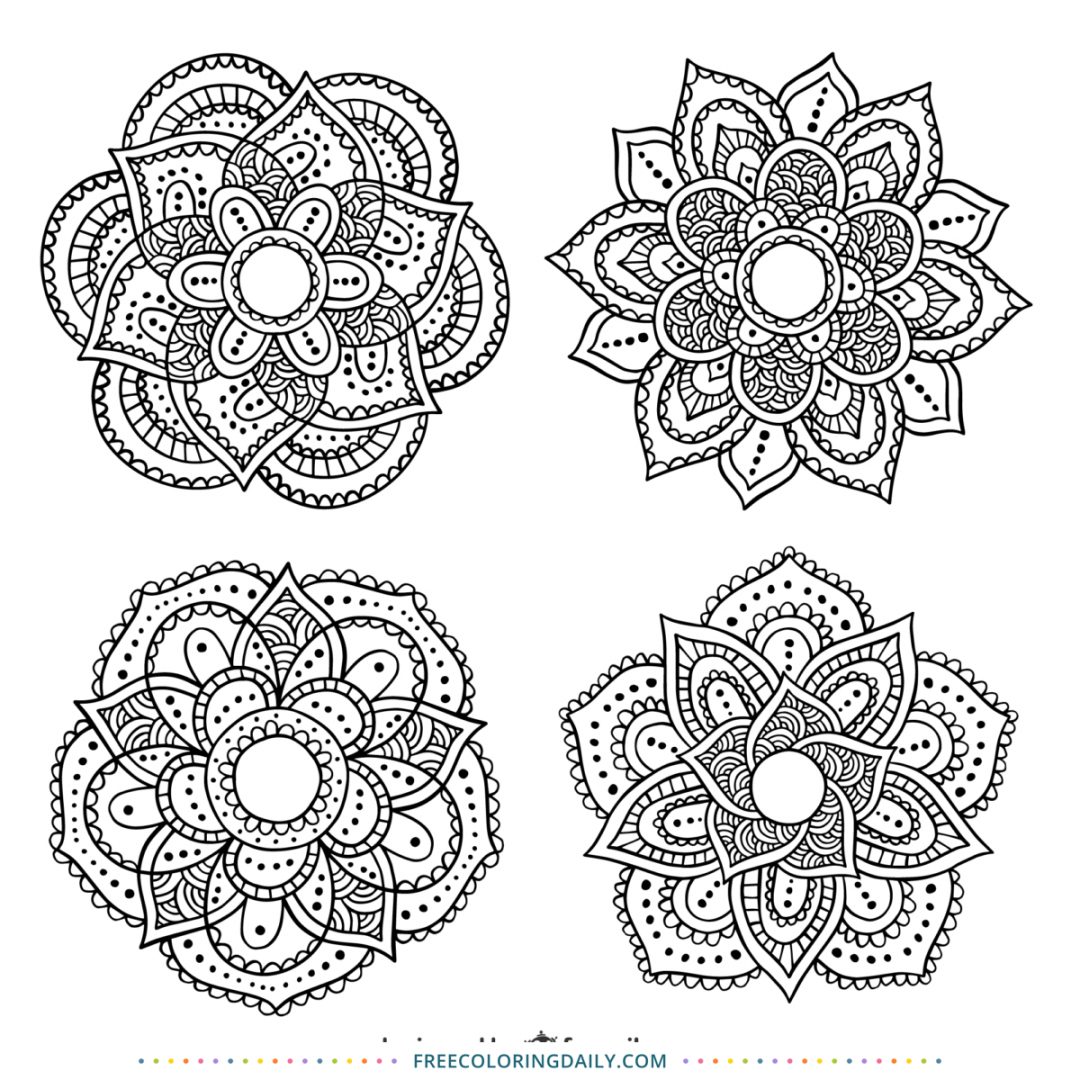 Free Floral Patterned Coloring Page