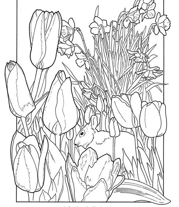 Free Bunny and Tulip Coloring