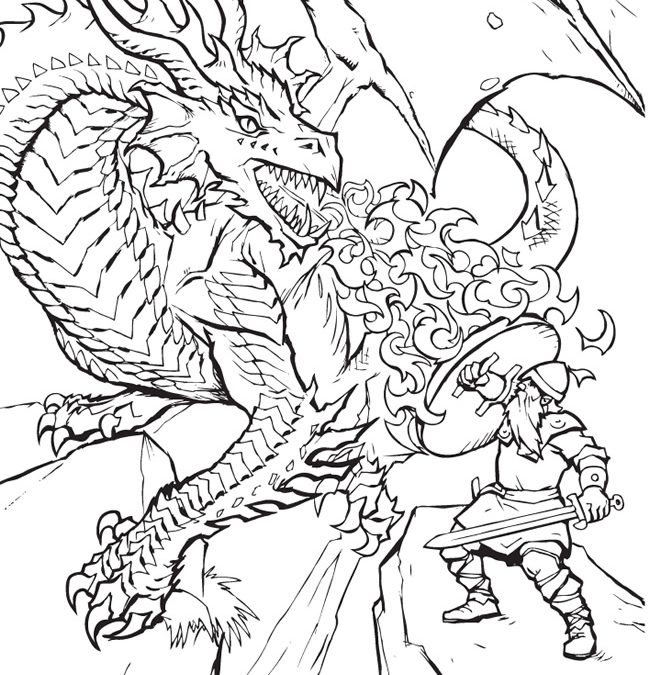 Free Knight & Dragon Coloring