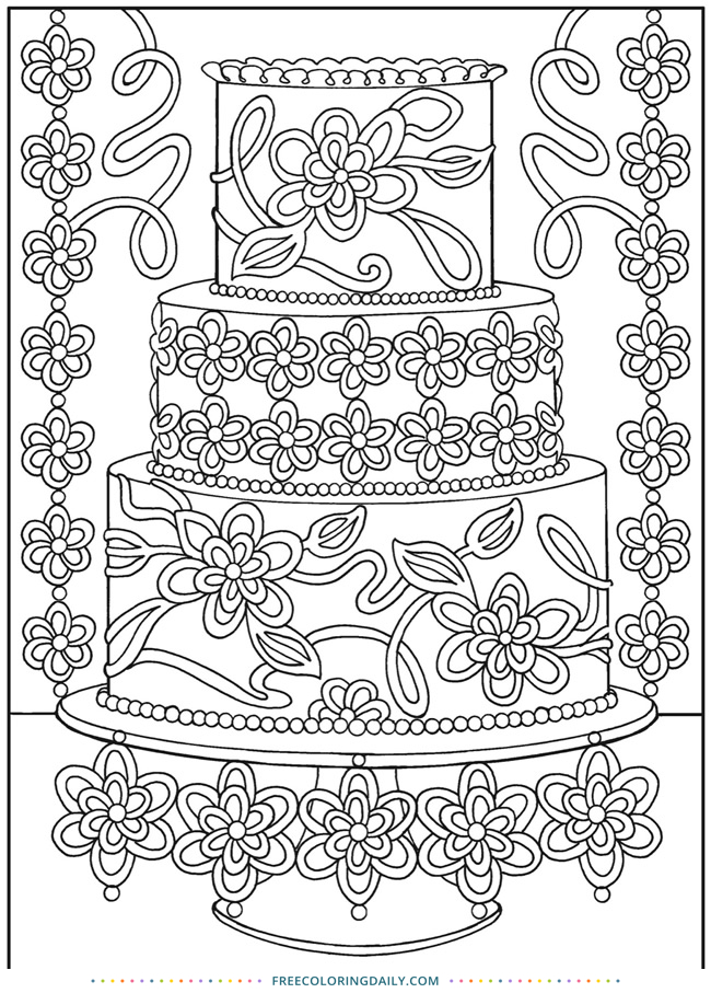 Free Cake Decorating Coloring page