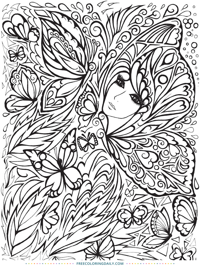 Butterfly Girl Free Coloring