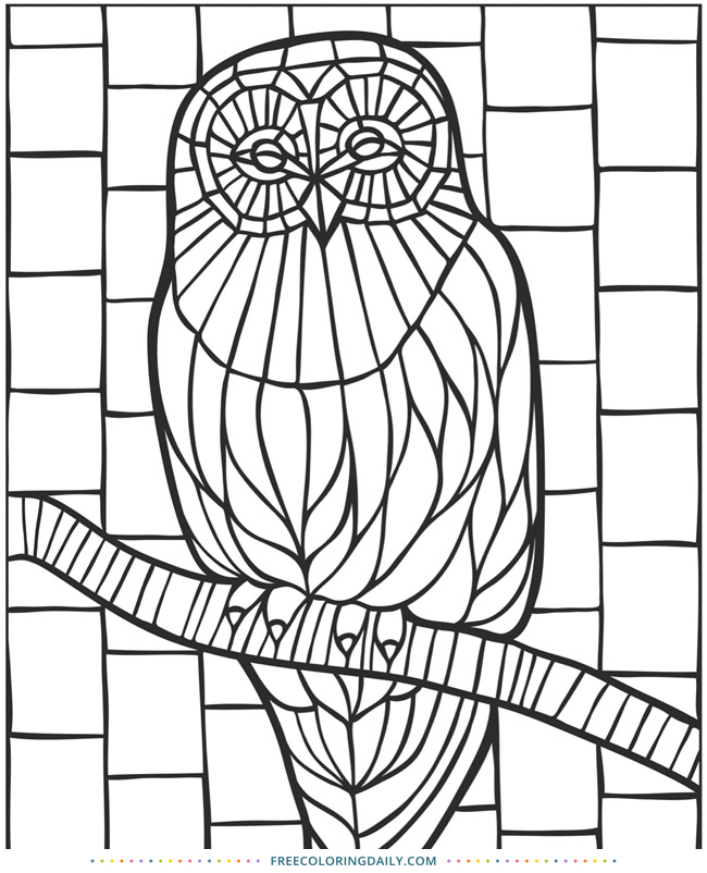 Free Coloring – Stained Glass Owl
