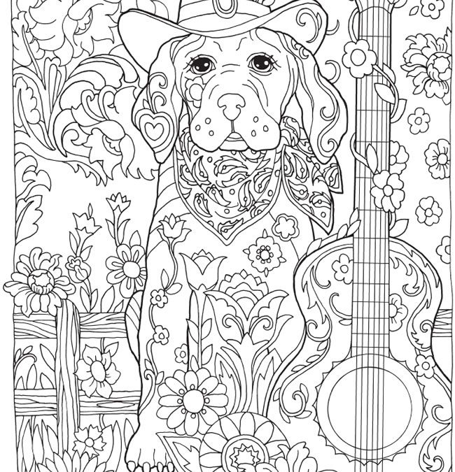 Free Dog and Guitar Coloring