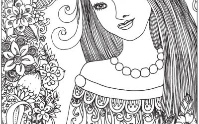 Lovely Lady Floral Free Coloring Page