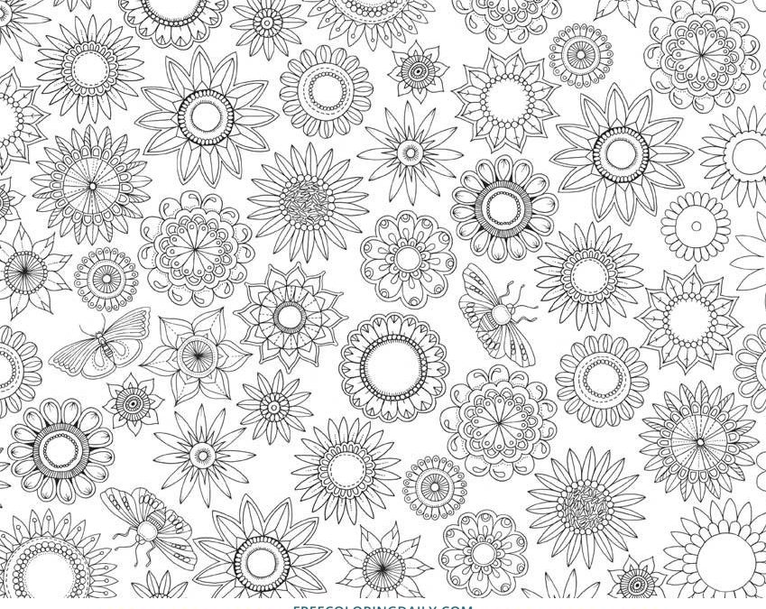 Free Floral Circles Coloring