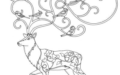 Free Reindeer with Birds Coloring