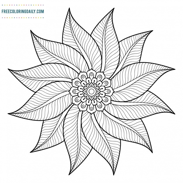 Free Floral Spiral Coloring Design