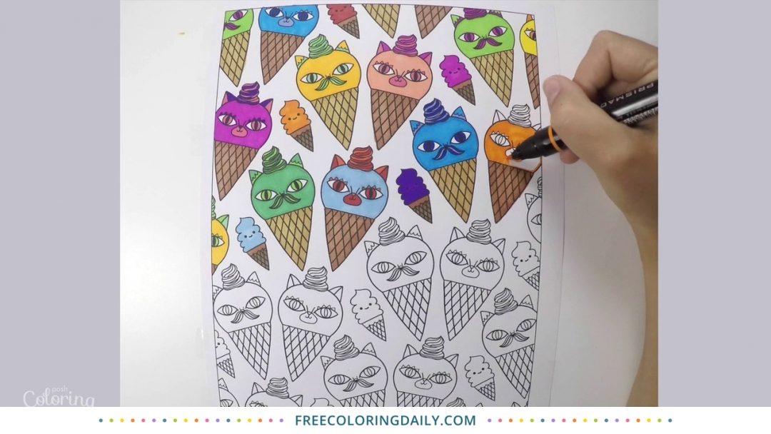 Cat Ice Cream Coloring Video