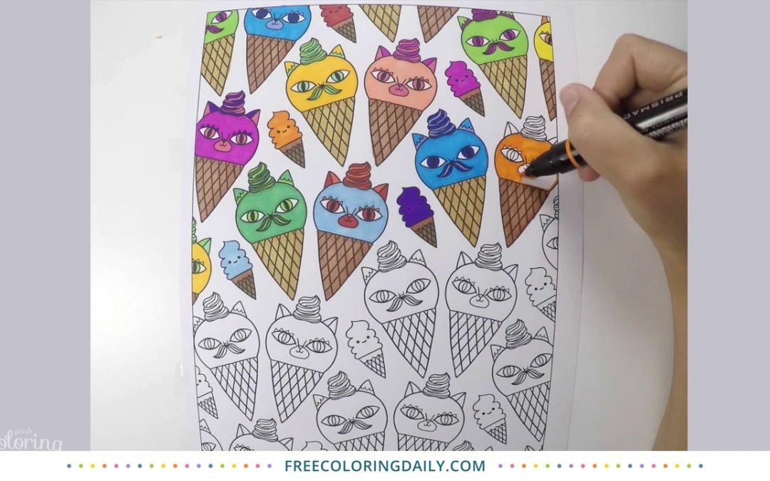 Cat Ice Cream Coloring Video