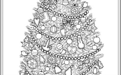 Free Christmas Tree Decorating Coloring Page