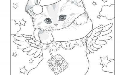 Free Christmas Stocking Cat Coloring
