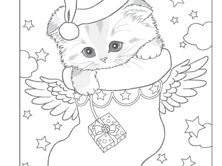 Free Christmas Stocking Cat Coloring
