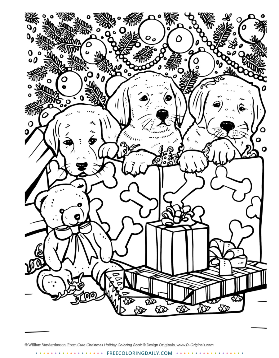 Puppy Christmas Free Coloring