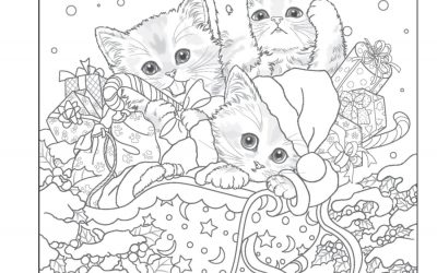 Free Christmas Kittens Coloring