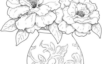 Free Vase of Flowers Coloring Sheet