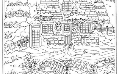 Snowy Scene – Free Coloring Page