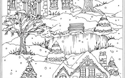 Free Coloring Page – Snowy Village