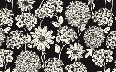 Free Black Background Floral Coloring
