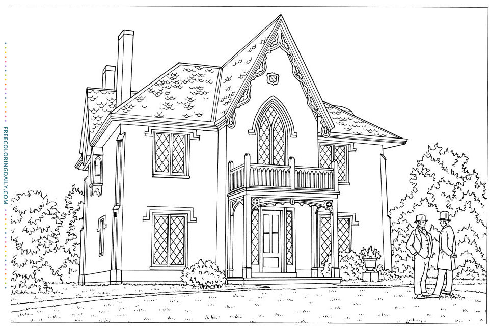 Free Vintage House Coloring