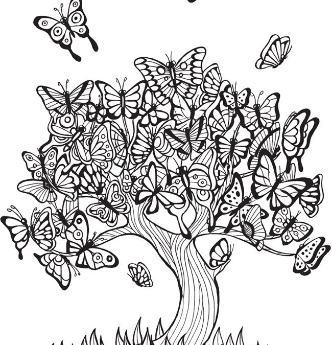 Free Butterfly Tree Coloring page