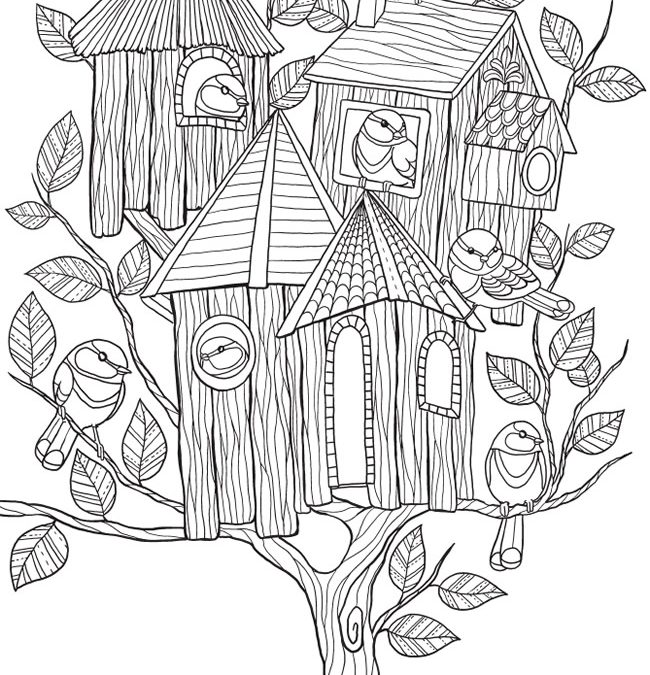 Free Birdhouse Coloring Page