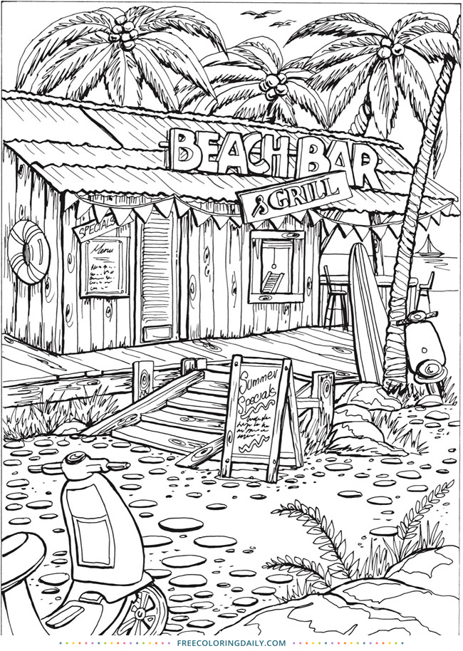 Free Beach Coloring Page