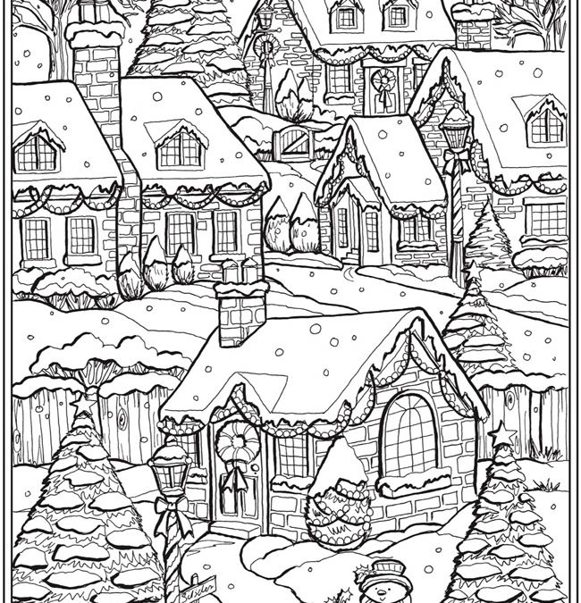 Free Snowy Scene Coloring Page