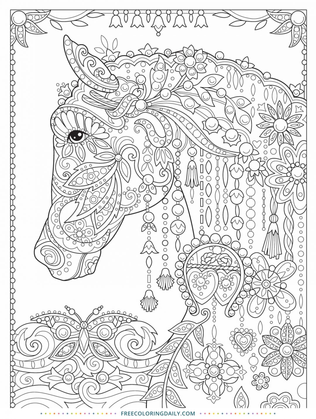 Free Patterned Horse Coloring