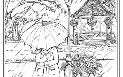 Free Romance in the Rain Coloring Page