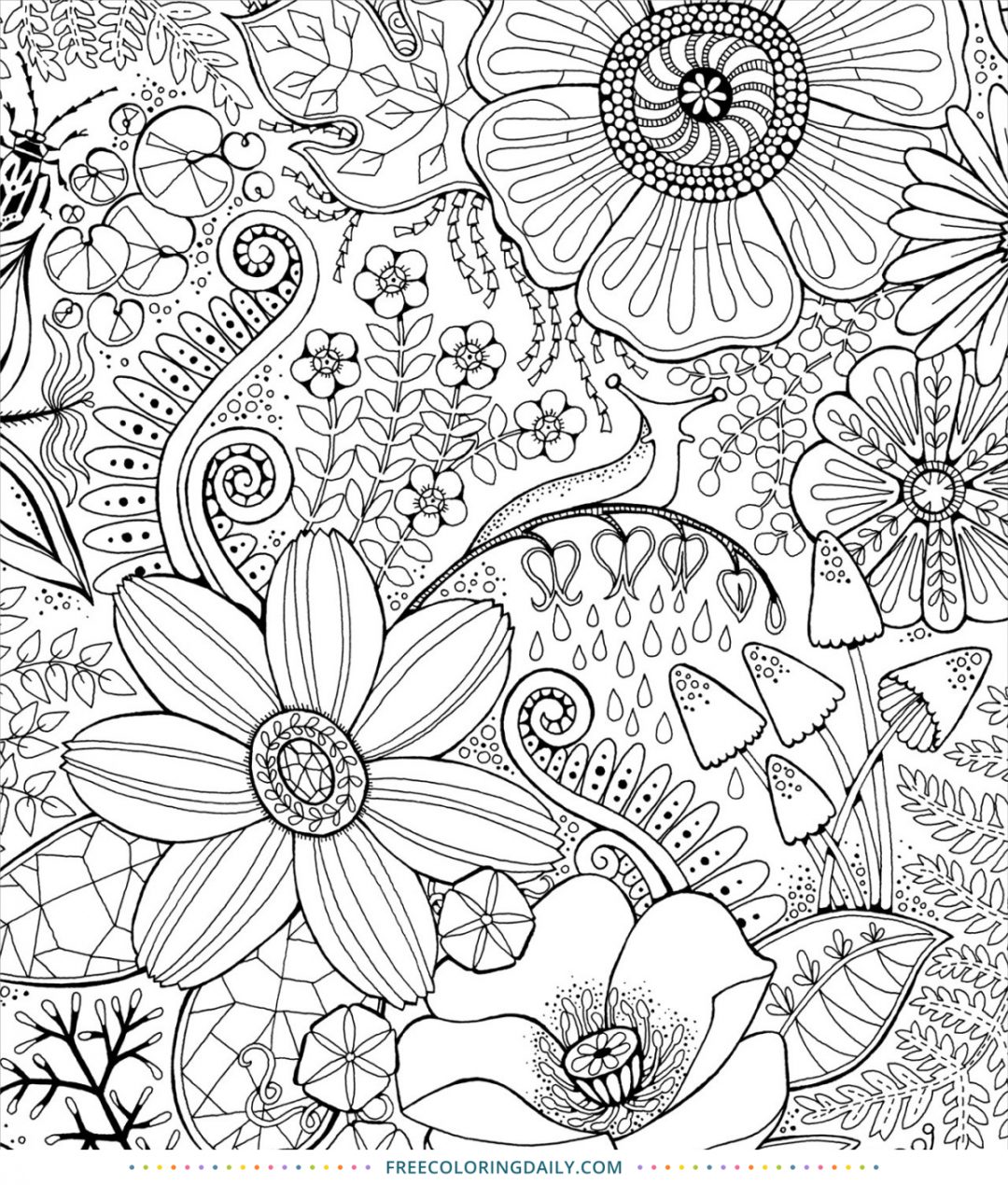 Free Gorgeous Floral Coloring Page