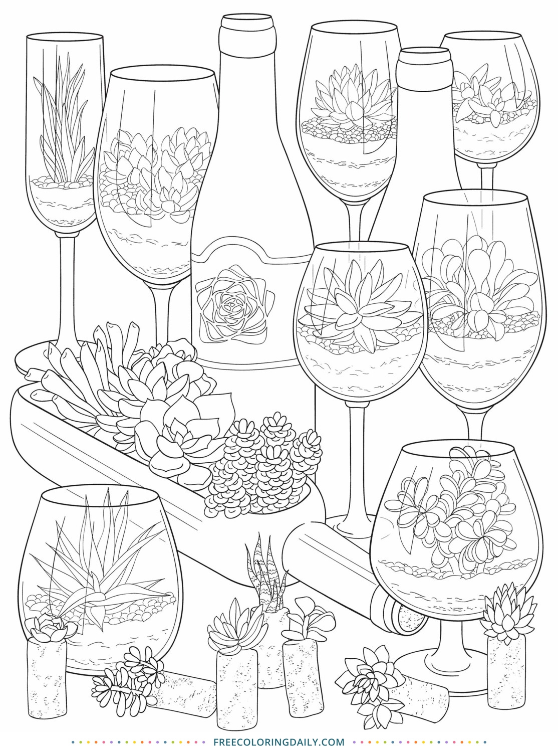 Free Succulents Coloring Page | Free Coloring Daily