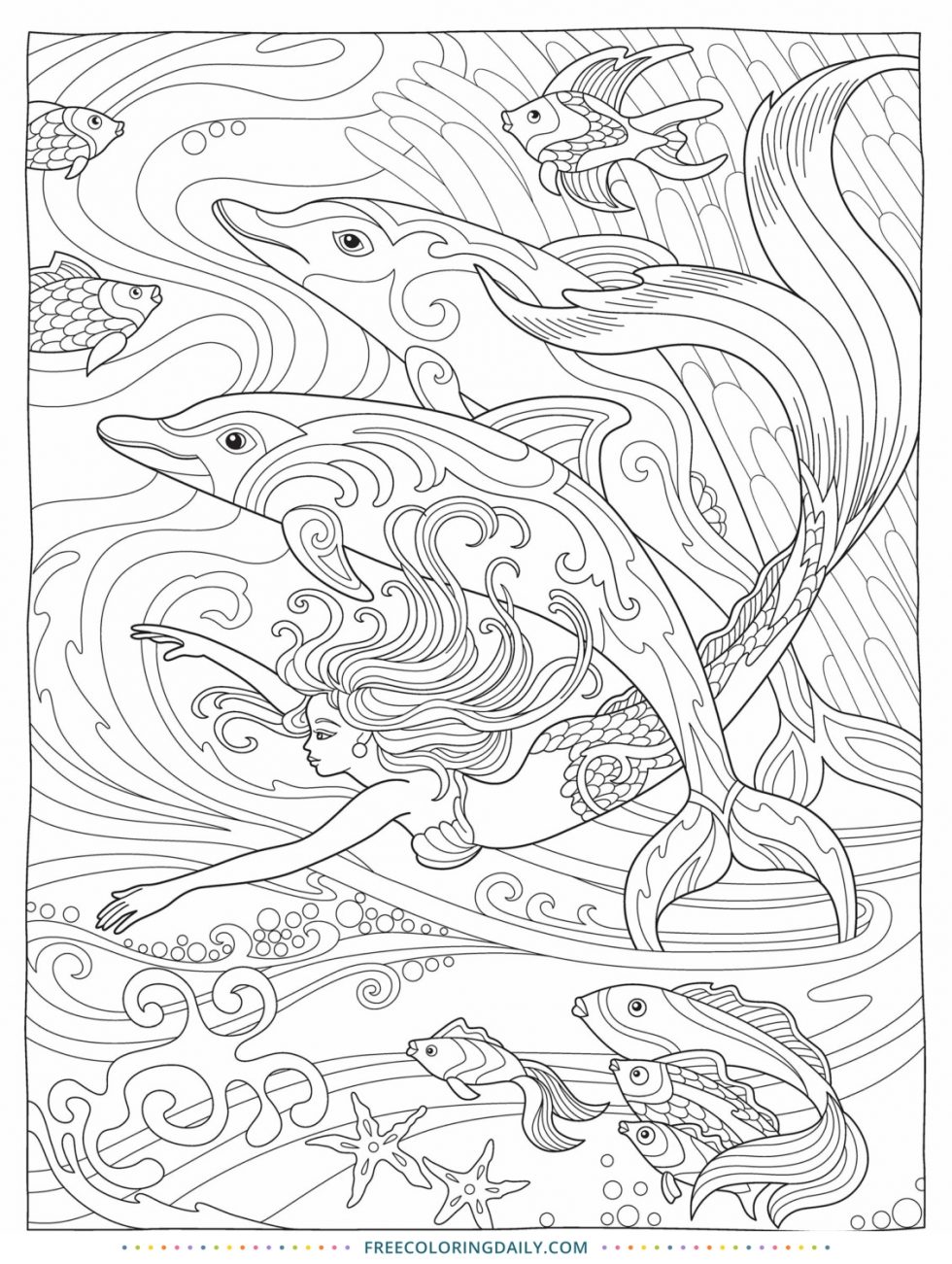 Free Dolphin & Mermaid Coloring | Free Coloring Daily